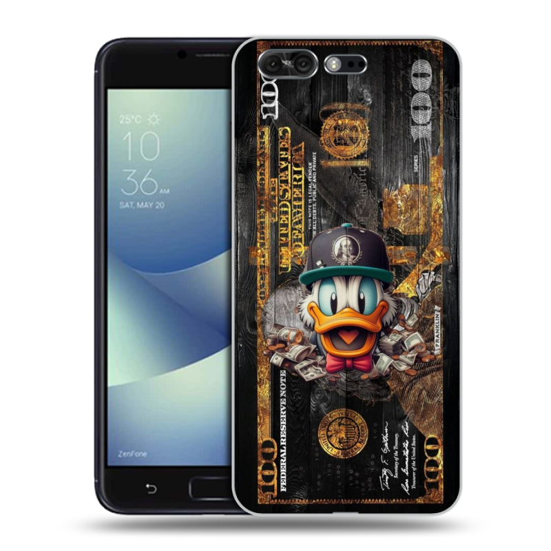 Пластиковый чехол на ASUS ZenFone 4 Pro с принтом Дональд Дак Доллар Пластиковый чехол на ASUS ZenFone 4 Pro с принтом Дональд Дак Доллар