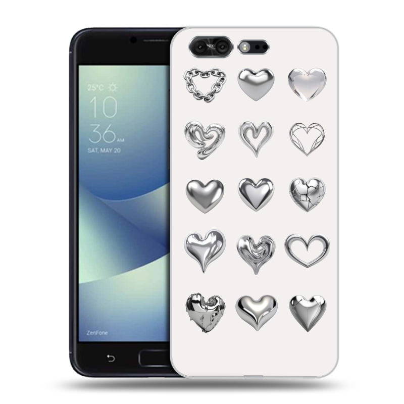 Пластиковый чехол на ASUS ZenFone 4 Pro с принтом Y2K сердечки Пластиковый чехол на ASUS ZenFone 4 Pro с принтом Y2K сердечки