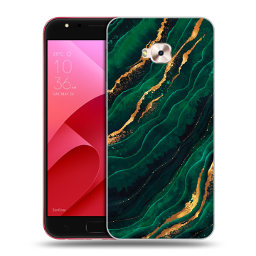 Пластиковый чехол на ASUS ZenFone 4 Selfie Pro с принтом Мрамор зеленое золото