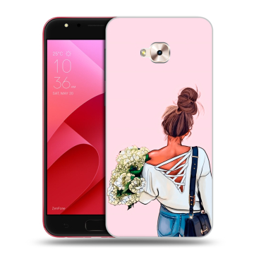 Пластиковый чехол на ASUS ZenFone 4 Selfie Pro с принтом Девушка и букет Пластиковый чехол на ASUS ZenFone 4 Selfie Pro с принтом Девушка и букет