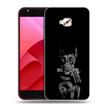Пластиковый чехол на ASUS ZenFone 4 Selfie Pro с принтом Доберман и пистолет