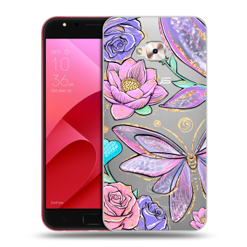Пластиковый чехол на ASUS ZenFone 4 Selfie Pro с принтом Бабочки и цветы