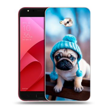 Пластиковый чехол на ASUS ZenFone 4 Selfie Pro с принтом Мопс в шапке