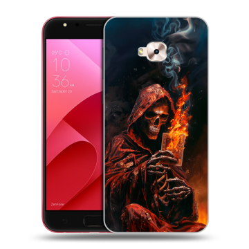 Пластиковый чехол на ASUS ZenFone 4 Selfie Pro с принтом Скелет и карты