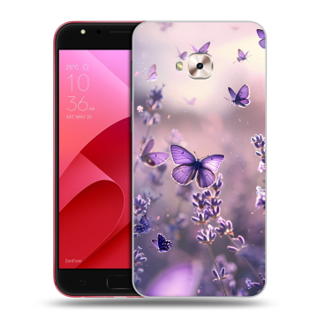 Пластиковый чехол на ASUS ZenFone 4 Selfie Pro с принтом бабочки и лаванда Пластиковый чехол на ASUS ZenFone 4 Selfie Pro с принтом бабочки и лаванда