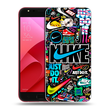 Пластиковый чехол на ASUS ZenFone 4 Selfie Pro с принтом найк nike черный Пластиковый чехол на ASUS ZenFone 4 Selfie Pro с принтом найк nike черный