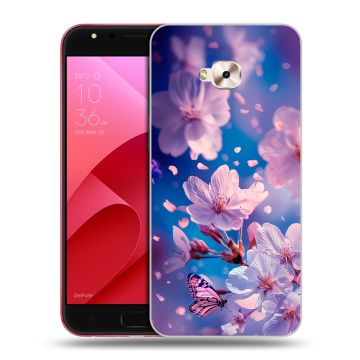 Пластиковый чехол на ASUS ZenFone 4 Selfie Pro с принтом цветы бабочки