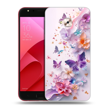 Пластиковый чехол на ASUS ZenFone 4 Selfie Pro с принтом цветы бабочки