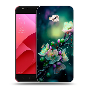 Пластиковый чехол на ASUS ZenFone 4 Selfie Pro с принтом Цветы и мрамор
