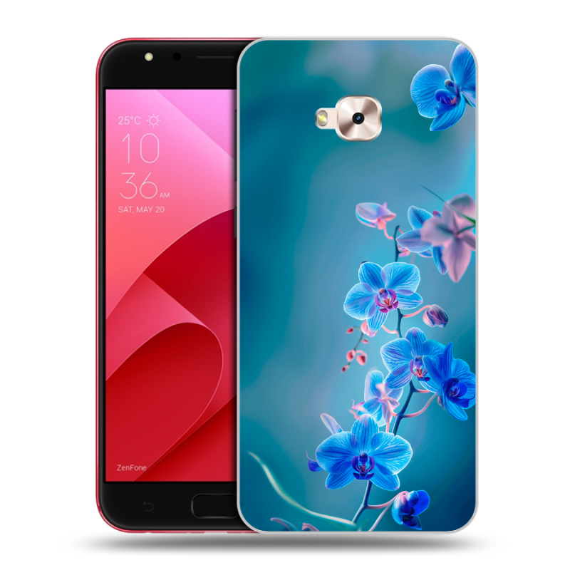 Пластиковый чехол на ASUS ZenFone 4 Selfie Pro с принтом Голубые цветы Пластиковый чехол на ASUS ZenFone 4 Selfie Pro с принтом Голубые цветы