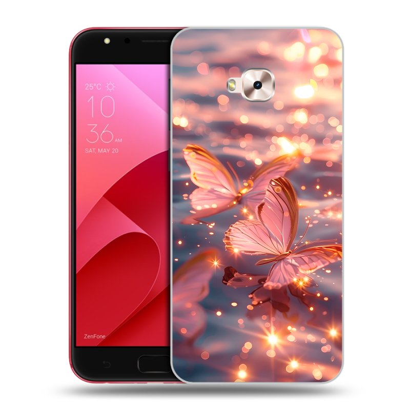Пластиковый чехол на ASUS ZenFone 4 Selfie Pro с принтом бабочки розовые Пластиковый чехол на ASUS ZenFone 4 Selfie Pro с принтом бабочки розовые