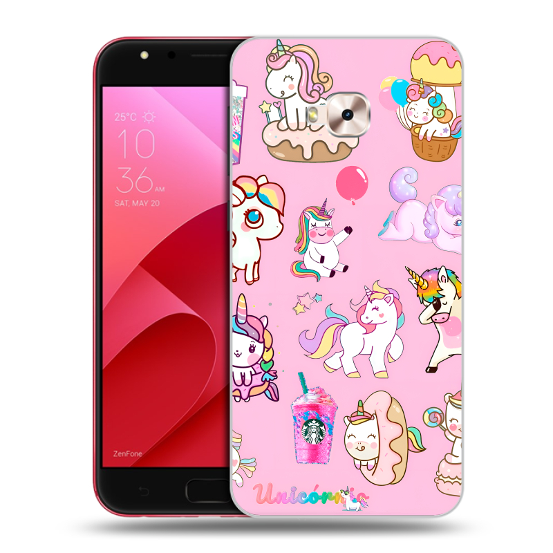 Пластиковый чехол на ASUS ZenFone 4 Selfie Pro с принтом розовые единороги Пластиковый чехол на ASUS ZenFone 4 Selfie Pro с принтом розовые единороги