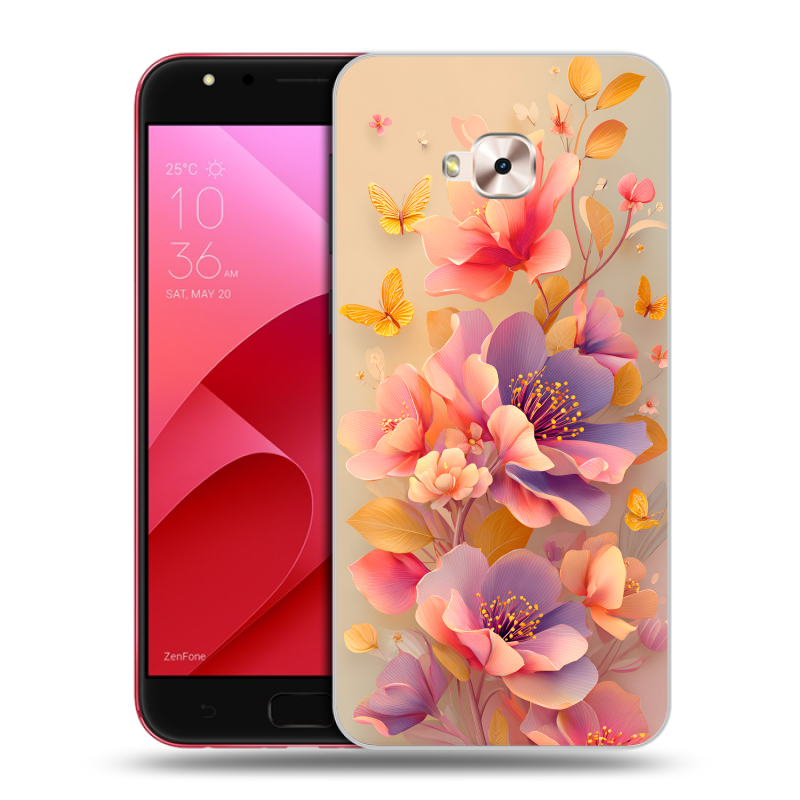 Пластиковый чехол на ASUS ZenFone 4 Selfie Pro с принтом Цветы и бабочки Пластиковый чехол на ASUS ZenFone 4 Selfie Pro с принтом Цветы и бабочки