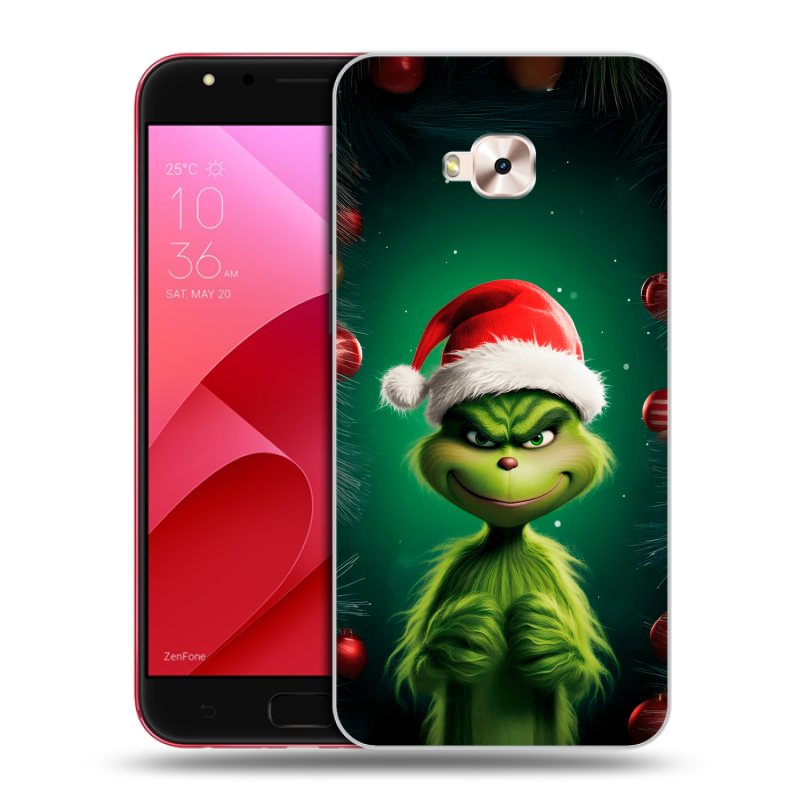 Пластиковый чехол на ASUS ZenFone 4 Selfie Pro с принтом Гринч Новый год Рождество Пластиковый чехол на ASUS ZenFone 4 Selfie Pro с принтом Гринч Новый год Рождество