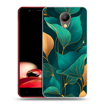 Пластиковый чехол на Elephone P8 с принтом Листья и золото