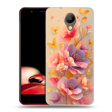 Пластиковый чехол на Elephone P8 с принтом Цветы и бабочки