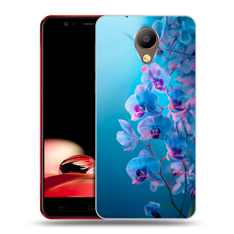 Пластиковый чехол на Elephone P8 с принтом голубые орхидеи Пластиковый чехол на Elephone P8 с принтом голубые орхидеи