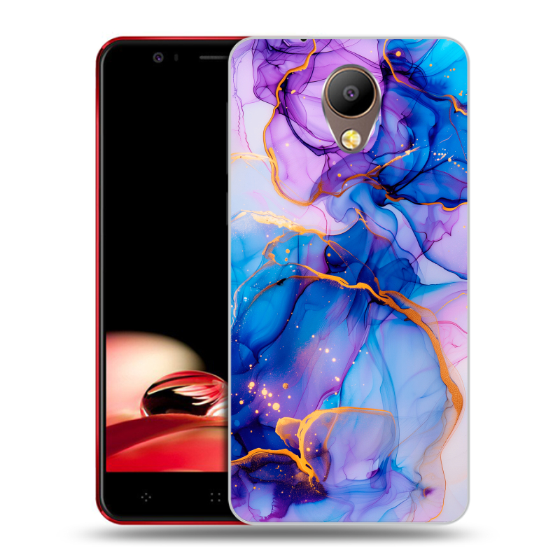 Пластиковый чехол на Elephone P8 с принтом синий мрамор Пластиковый чехол на Elephone P8 с принтом синий мрамор