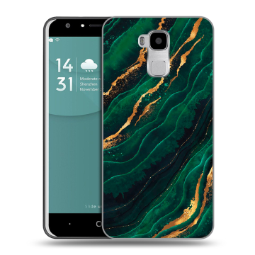 Пластиковый чехол на Doogee Y6 с принтом Мрамор зеленое золото Пластиковый чехол на Doogee Y6 с принтом Мрамор зеленое золото