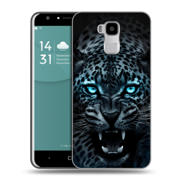 Пластиковый чехол на Doogee Y6 с принтом Темный леопард Пластиковый чехол на Doogee Y6 с принтом Темный леопард