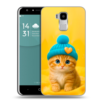 Пластиковый чехол на Doogee Y6 с принтом Котенок в шапке