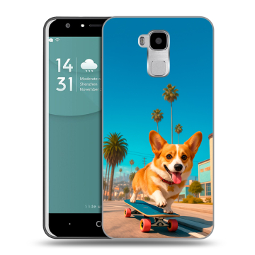 Пластиковый чехол на Doogee Y6 с принтом Корги на скейте Пластиковый чехол на Doogee Y6 с принтом Корги на скейте