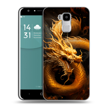 Пластиковый чехол на Doogee Y6 с принтом Золотой дракон Пластиковый чехол на Doogee Y6 с принтом Золотой дракон