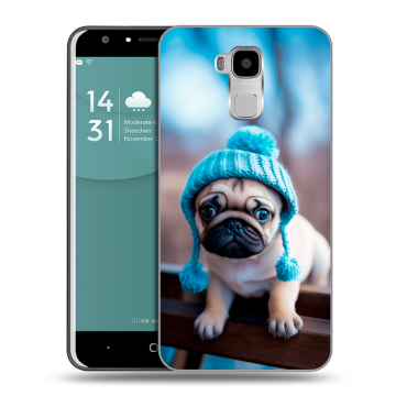 Пластиковый чехол на Doogee Y6 с принтом Мопс в шапке Пластиковый чехол на Doogee Y6 с принтом Мопс в шапке
