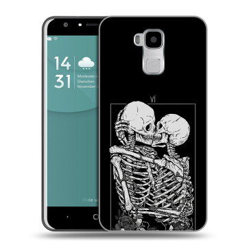 Пластиковый чехол на Doogee Y6 с принтом Поцелуй скелетов Пластиковый чехол на Doogee Y6 с принтом Поцелуй скелетов