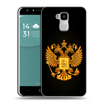 Пластиковый чехол на Doogee Y6 с принтом Герб России желтый Пластиковый чехол на Doogee Y6 с принтом Герб России желтый