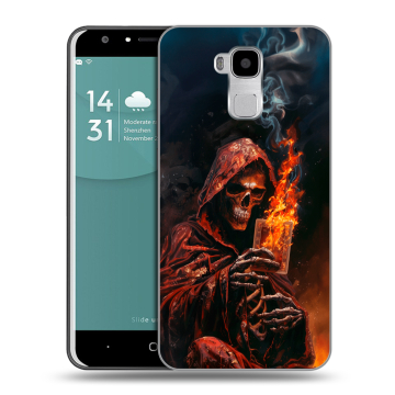 Пластиковый чехол на Doogee Y6 с принтом Скелет и карты Пластиковый чехол на Doogee Y6 с принтом Скелет и карты