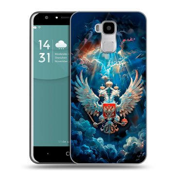 Пластиковый чехол на Doogee Y6 с принтом Герб флаг России Пластиковый чехол на Doogee Y6 с принтом Герб флаг России