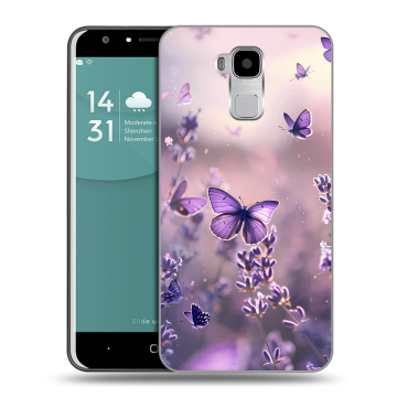 Пластиковый чехол на Doogee Y6 с принтом бабочки и лаванда Пластиковый чехол на Doogee Y6 с принтом бабочки и лаванда