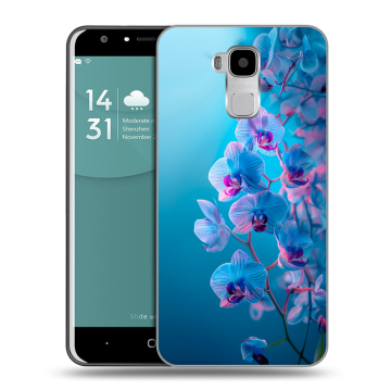 Пластиковый чехол на Doogee Y6 с принтом голубые орхидеи Пластиковый чехол на Doogee Y6 с принтом голубые орхидеи