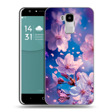 Пластиковый чехол на Doogee Y6 с принтом цветы бабочки Пластиковый чехол на Doogee Y6 с принтом цветы бабочки