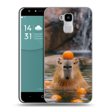 Пластиковый чехол на Doogee Y6 с принтом Капибара с апельсином