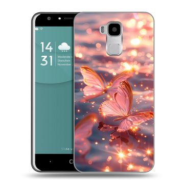 Пластиковый чехол на Doogee Y6 с принтом бабочки розовые Пластиковый чехол на Doogee Y6 с принтом бабочки розовые
