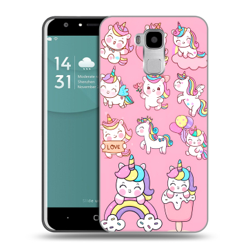 Пластиковый чехол на Doogee Y6 с принтом Единороги и радуга