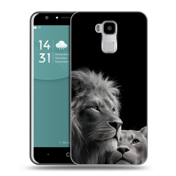 Пластиковый чехол на Doogee Y6 с принтом Лев кошки