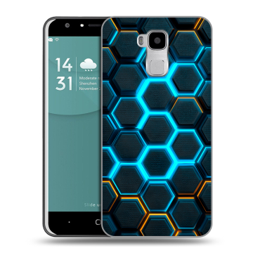 Пластиковый чехол на Doogee Y6 с принтом Неоновые соты