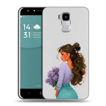 Пластиковый чехол на Doogee Y6 с принтом девушка цветы