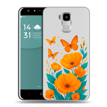 Пластиковый чехол на Doogee Y6 с принтом цветы бабочки