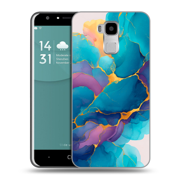 Пластиковый чехол на Doogee Y6 с принтом Мрамор блестки