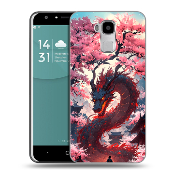 Пластиковый чехол на Doogee Y6 с принтом Дракон Японский Пластиковый чехол на Doogee Y6 с принтом Дракон Японский