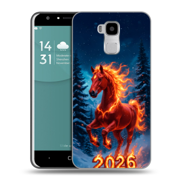 Пластиковый чехол на Doogee Y6 с принтом Новый год коня