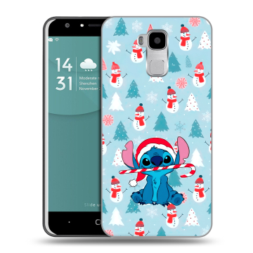 Пластиковый чехол на Doogee Y6 с принтом Стич Новый год