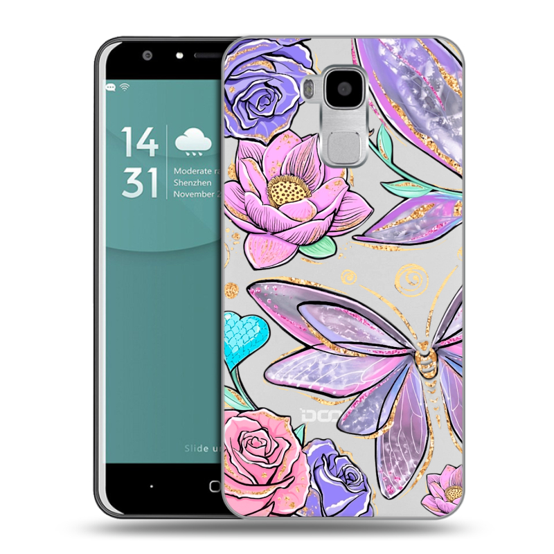 Пластиковый чехол на Doogee Y6 с принтом Бабочки и цветы Пластиковый чехол на Doogee Y6 с принтом Бабочки и цветы