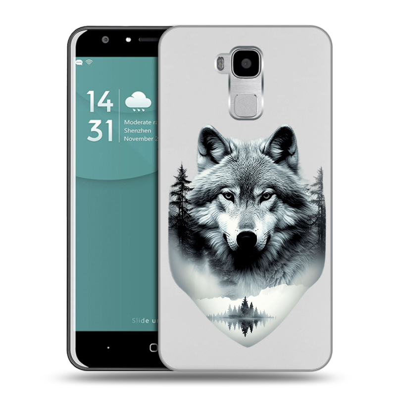 Пластиковый чехол на Doogee Y6 с принтом Волк в лесу Пластиковый чехол на Doogee Y6 с принтом Волк в лесу