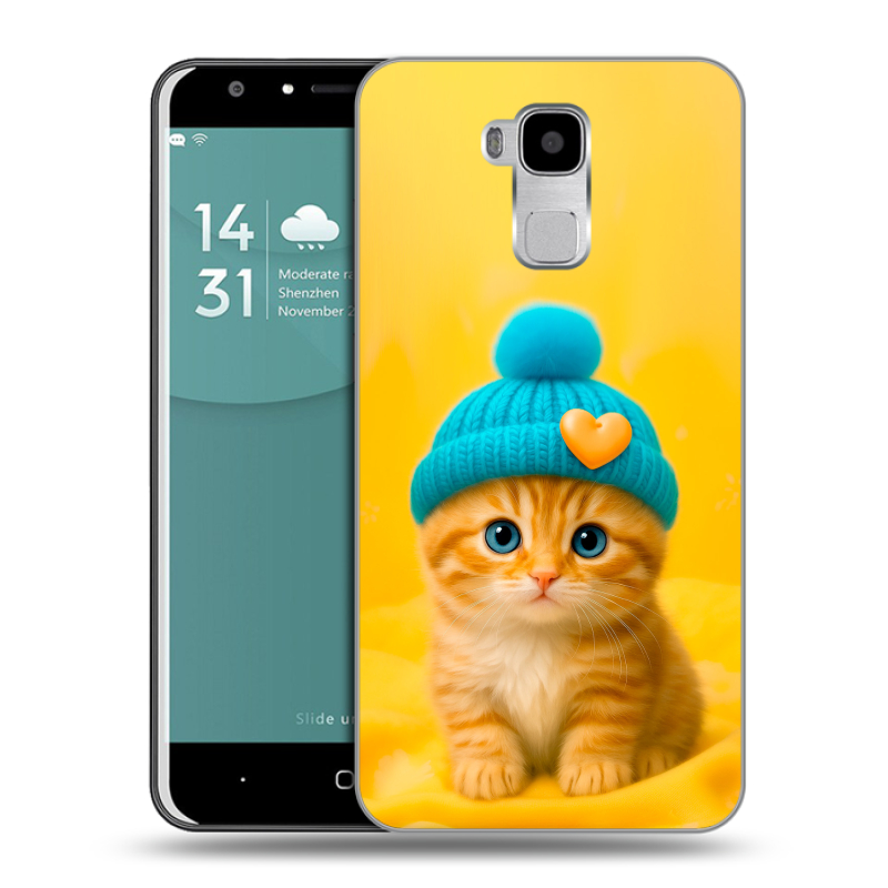 Пластиковый чехол на Doogee Y6 с принтом Котенок в шапке Пластиковый чехол на Doogee Y6 с принтом Котенок в шапке