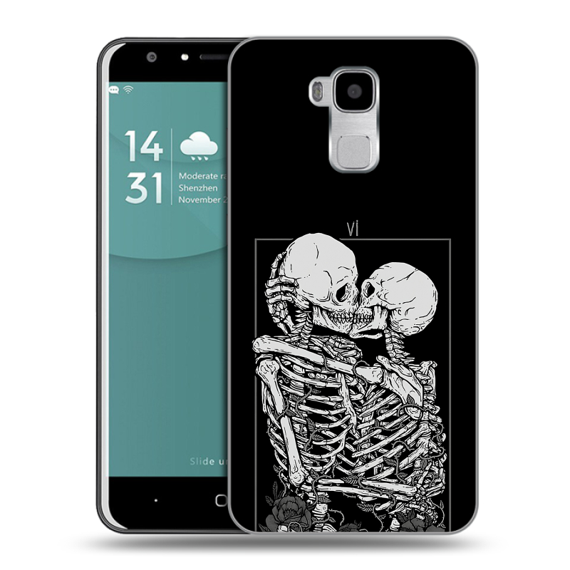 Пластиковый чехол на Doogee Y6 с принтом Поцелуй скелетов Пластиковый чехол на Doogee Y6 с принтом Поцелуй скелетов